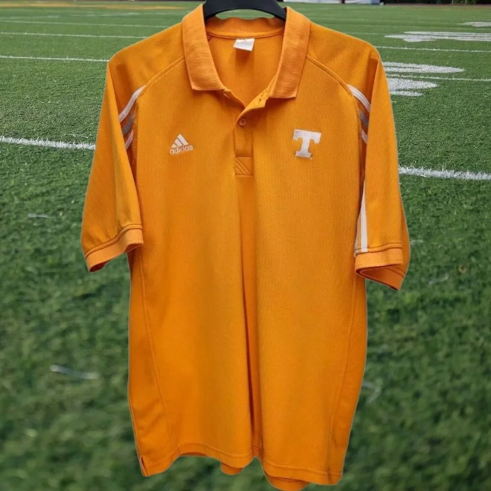 Adidas Tennessee Vols Polo Shirt Mens XL Orange White Short Sleeves Football