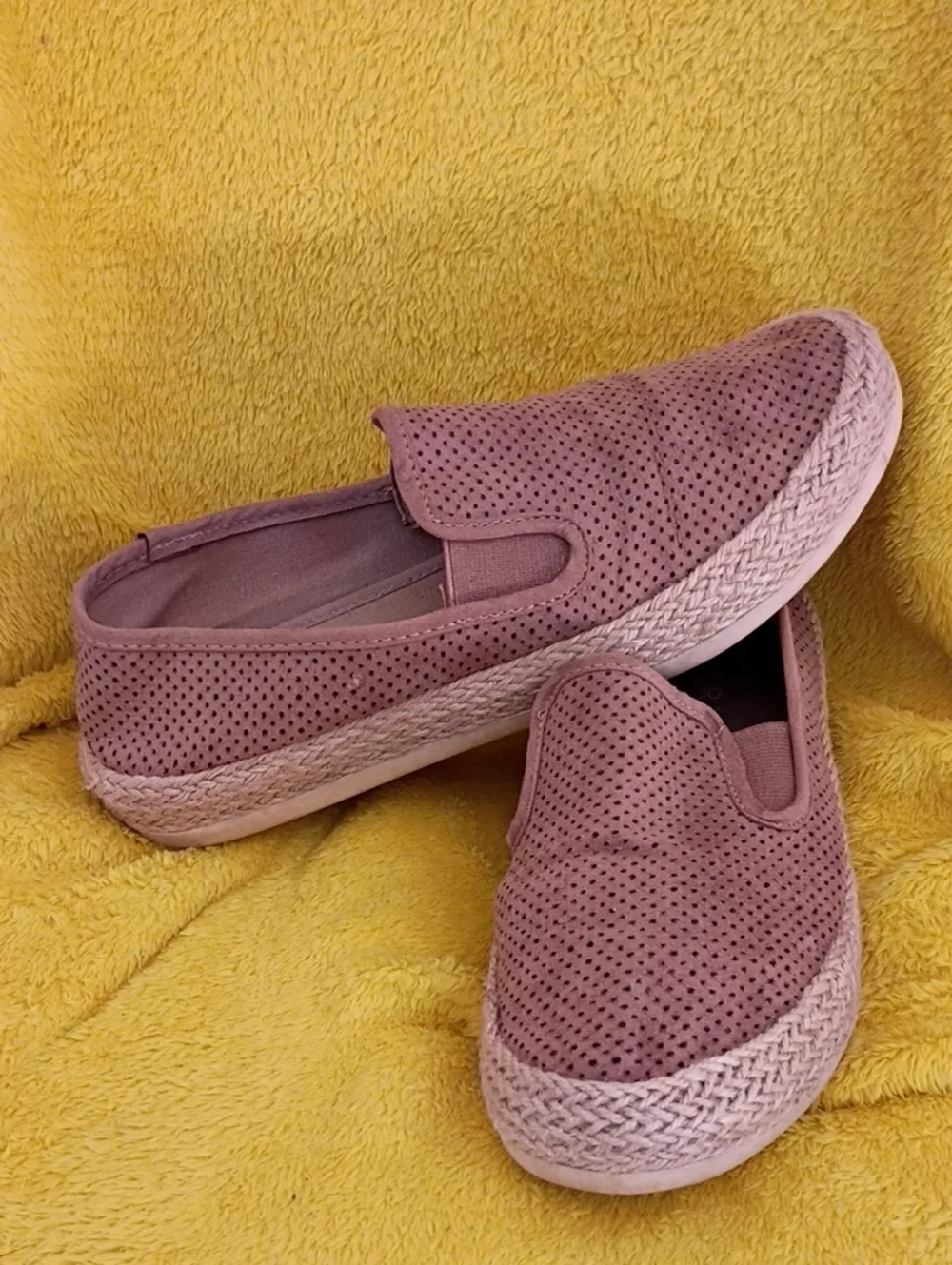 Esprit Perforated Slip-On Espadrilles in Dusty Rose