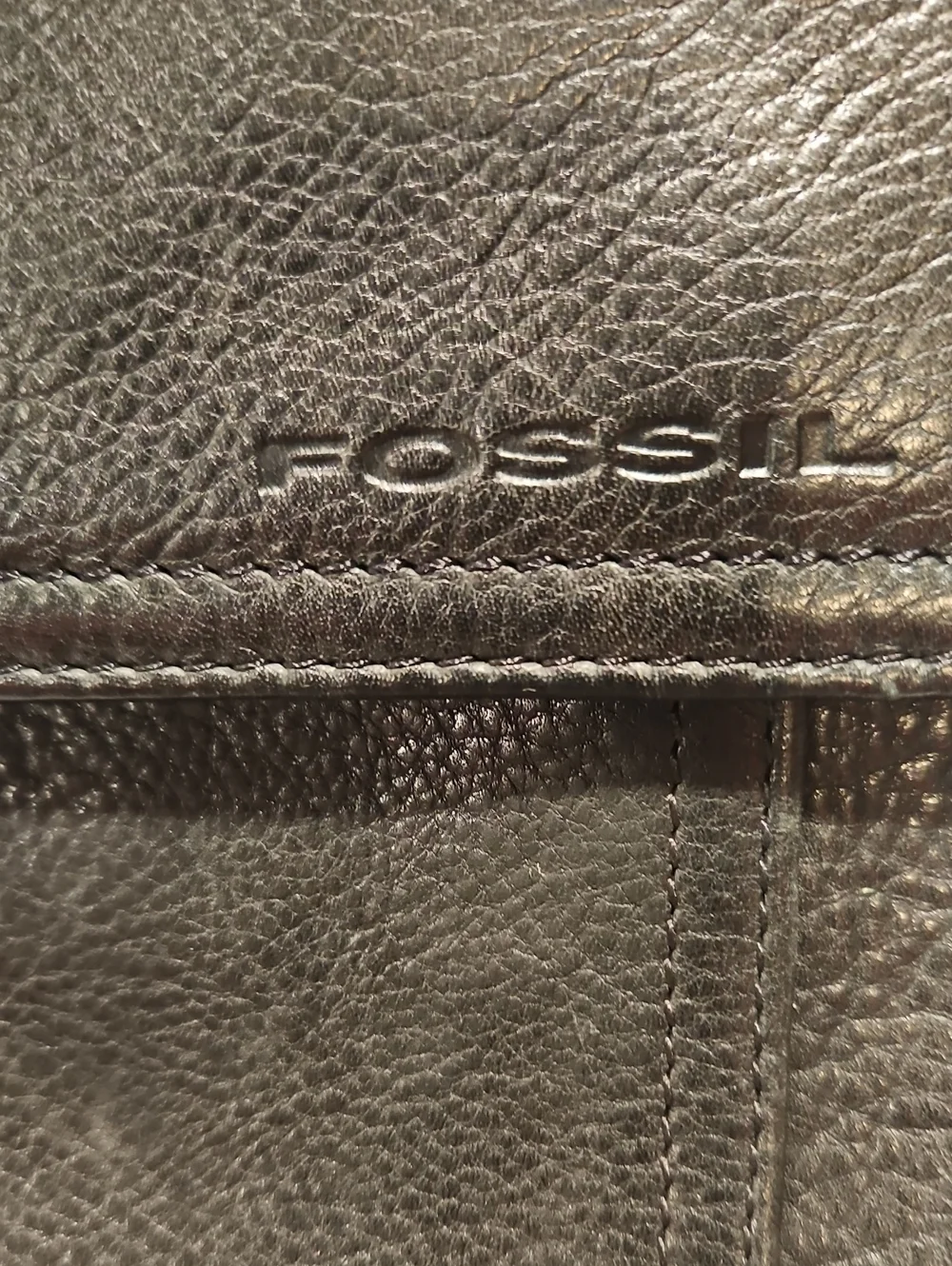 Vintage Fossil Black Pebbled Leather Crossbody Organizer Bag 8