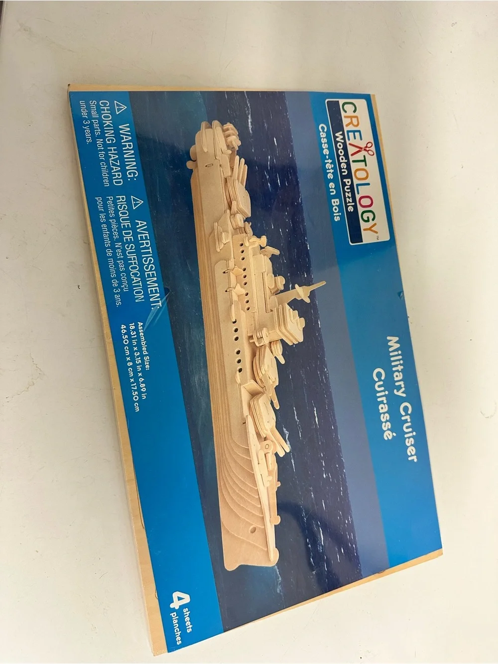 Military Cruiser Wooden Puzzle - Natural Wood Creatology Cruiser Wooden Puzzle
