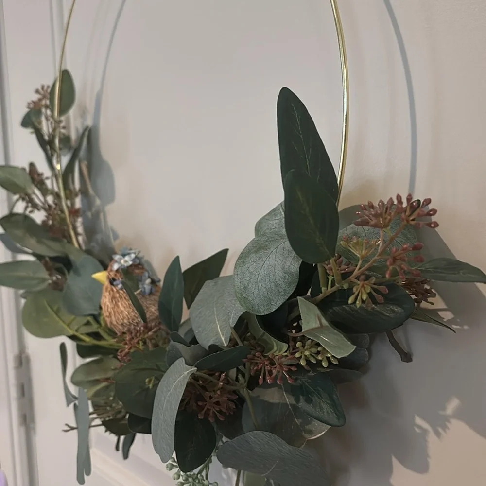 Bird Accented Bird Wreath Removable Bird Faux Silver Dollar Eucalyptus Final