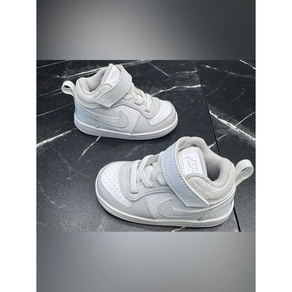 Nike Kids High Top Sneakers White Gray Toddler 6C BNWOB Hook Loop