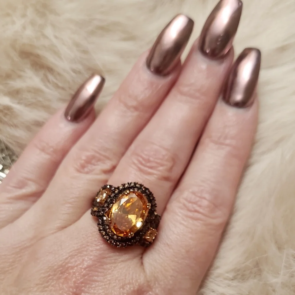 11.53CTW Champagne & Mocha Diamonds Rose Gold Ring Size 8
