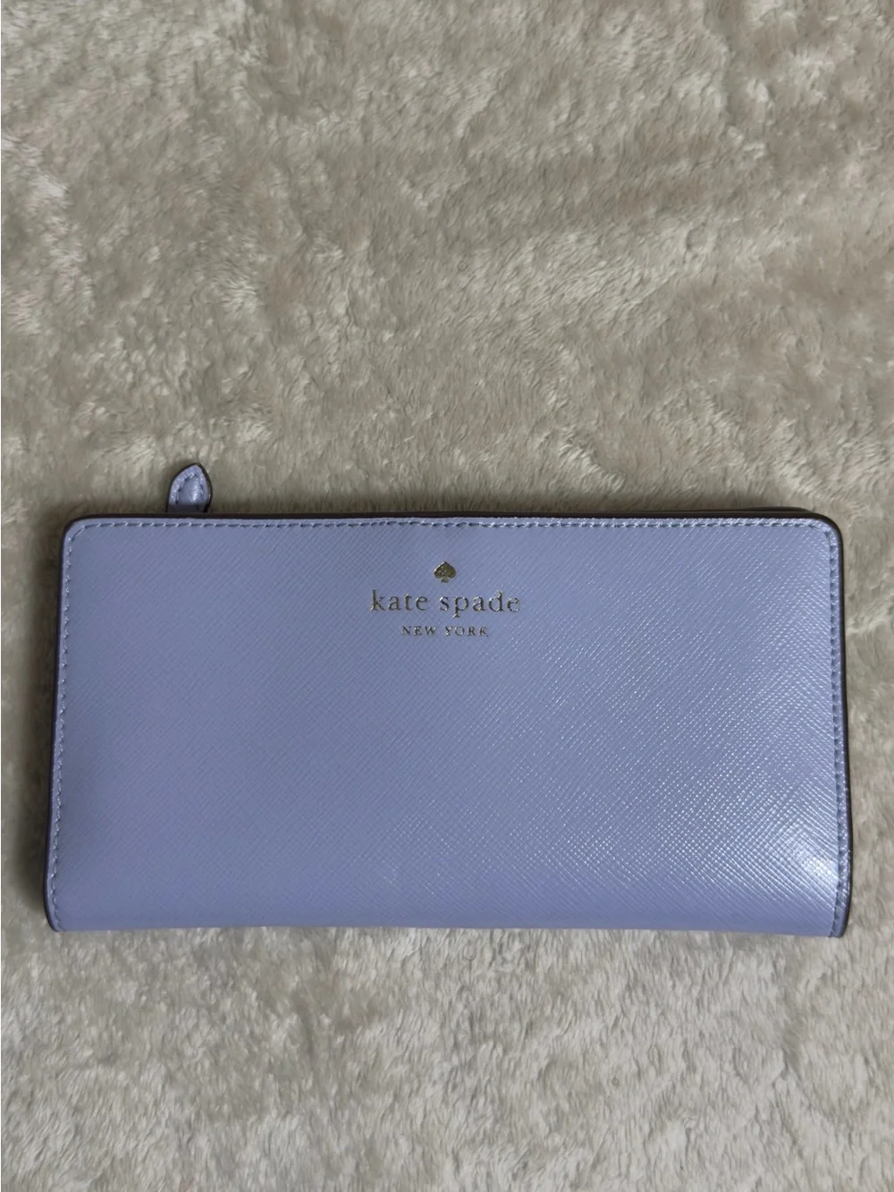 Kate Spade Lilac Staci Saffiano Leather Large Slim Bifold Wallet Light Purple