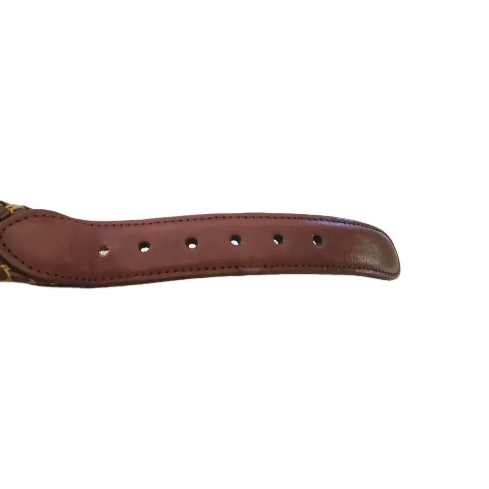 Johnston & Murphy Vintage Leather Belt Men's 44 Brown Silver Buckle Classic