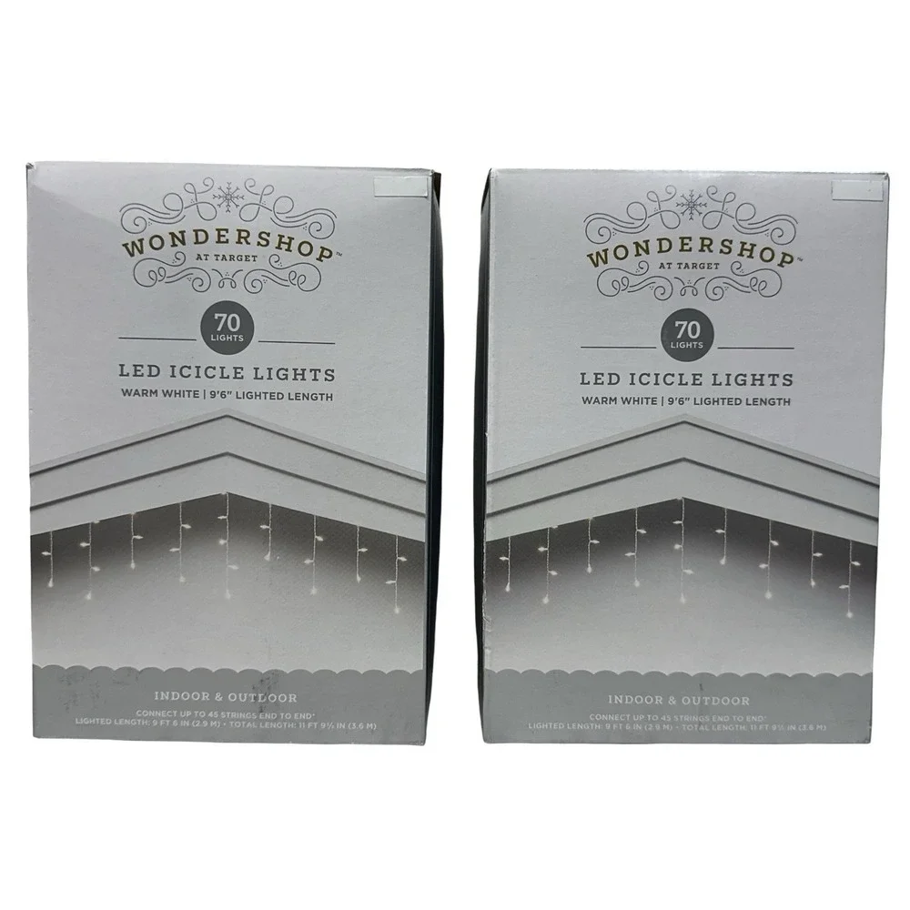 Wondershop 70ct Warm White‎ LED Christmas Icicle Lights 9' 6