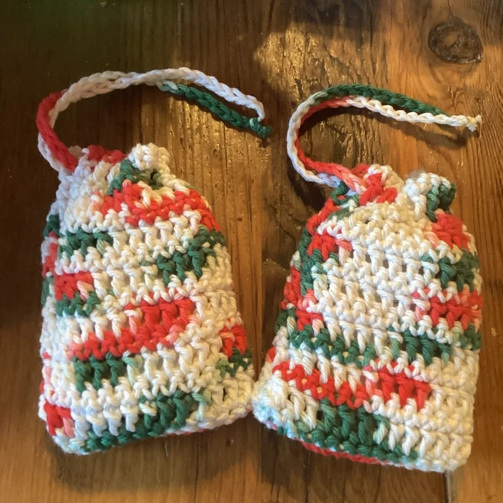 Handmade Crochet Soap Saver Bags - set of two - includes soap