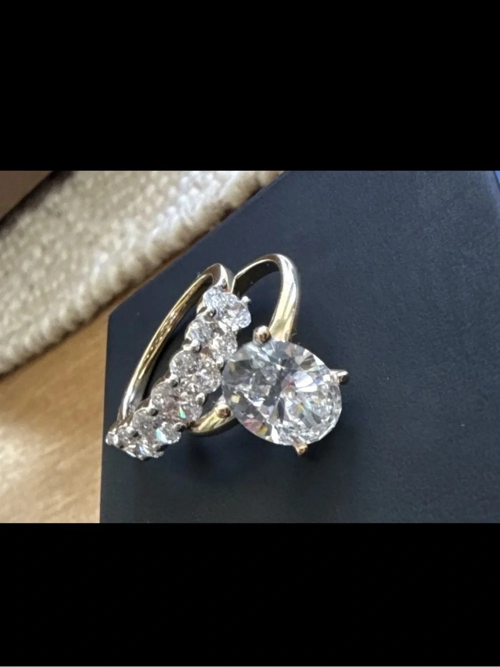 Oval Lab-Created Diamond Engagement Ring 3.07ctw E VS1 IGI 14k YG Sz 7 SET