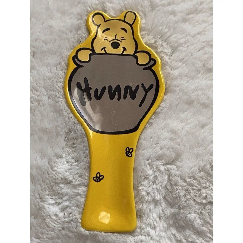 Disney Winnie The Pooh Hunny Honey Pot Bees Spoon Rest Ceramic‎ Yellow NEW