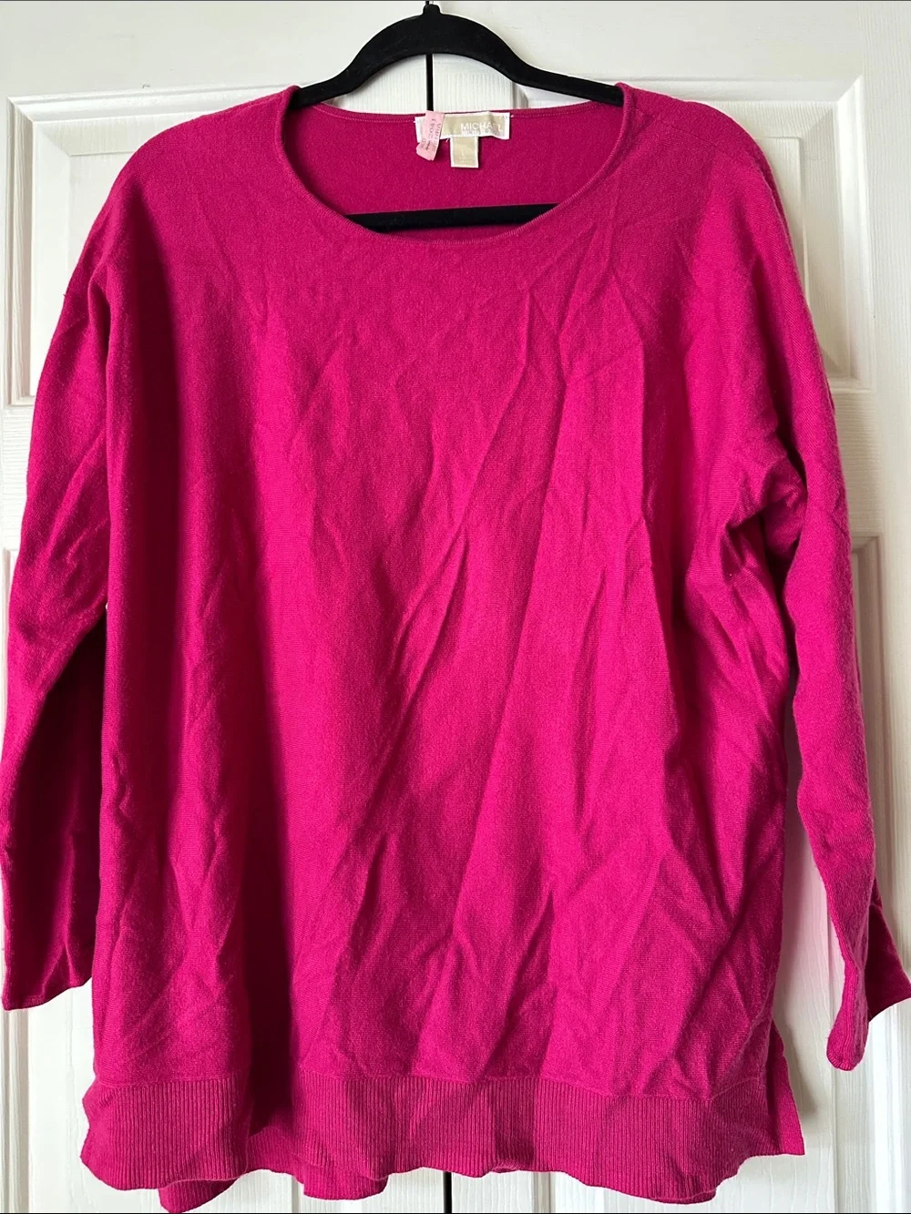 Michael Kors Fuchsia Long Sleeve Scoop Neck Top