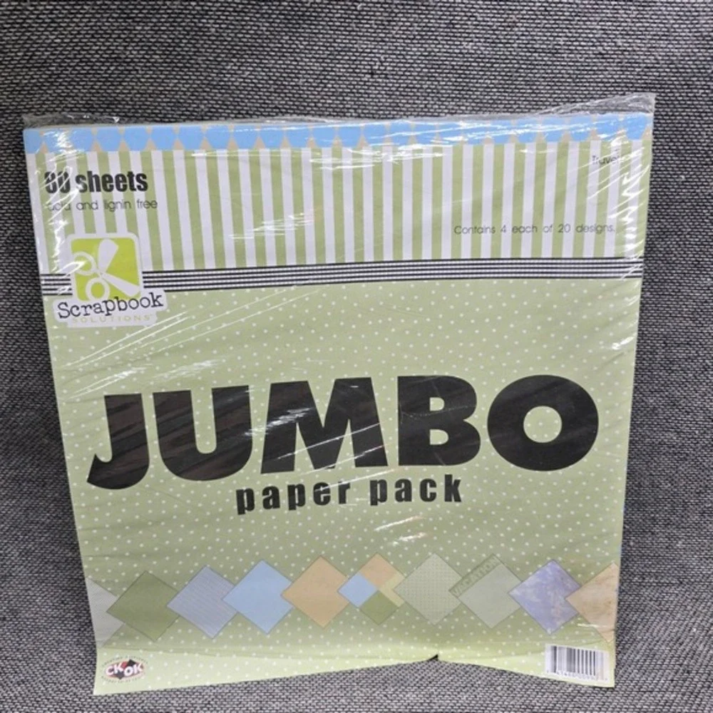 Scrapbook Solutions Jumbo Paper Pack 80 Sheets 12x12‎ Travel Green New Sealed