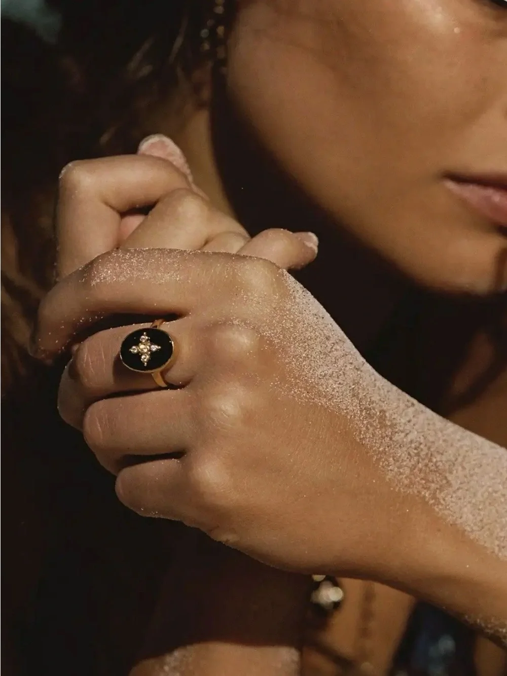 🆕 Vanessa Mooney Ring The Destiny Onyx Black Size 6 In Original Packaging