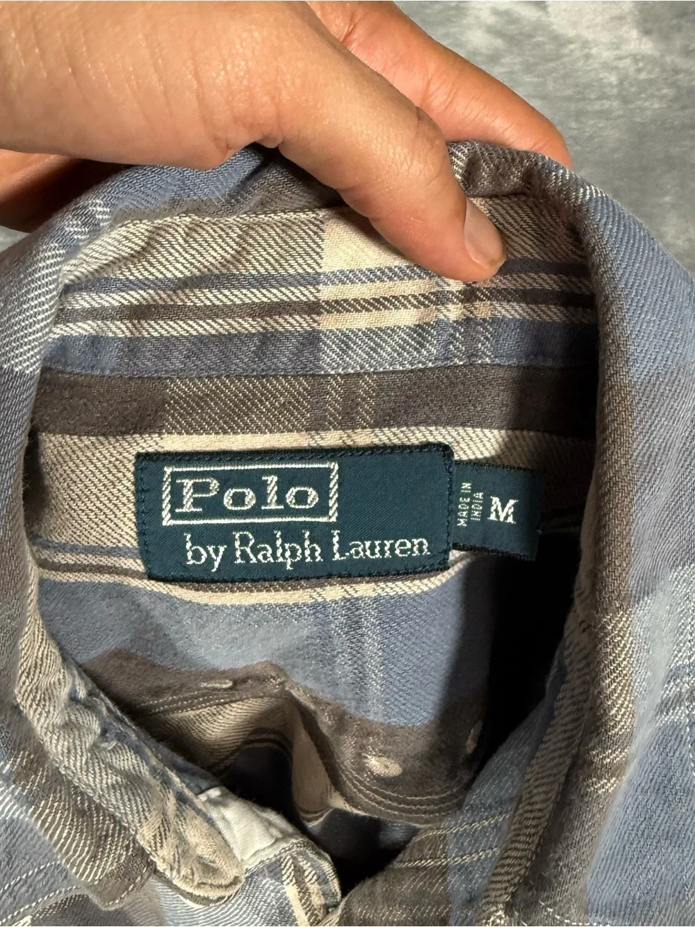 Polo Ralph Lauren Captain Flannel Work Shirt Mens M Slim Fit Plaid Blue