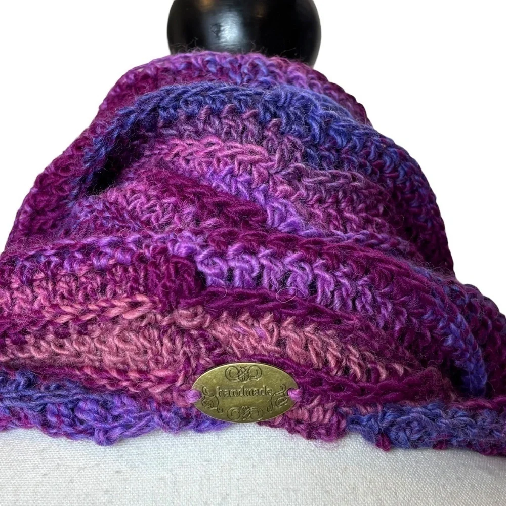 Handcrafted Crochet Hooded Cowl Scarf With Fringe New Handmade by Seller Knit