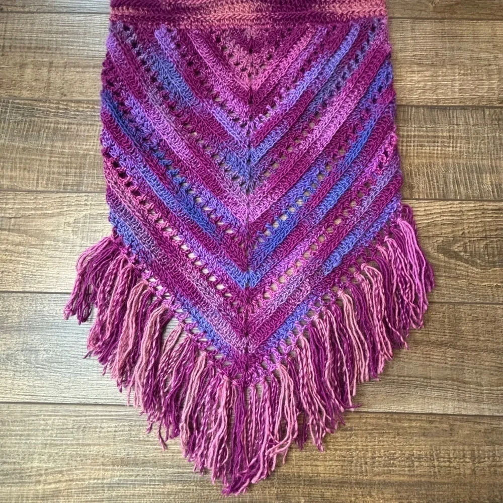 Handcrafted Crochet Hooded Cowl Scarf With Fringe New Handmade by Seller Knit