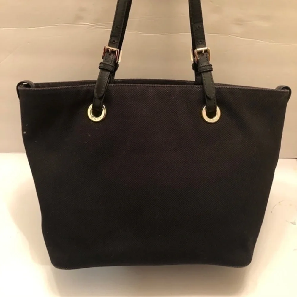 Michael kors black canvas tote bag