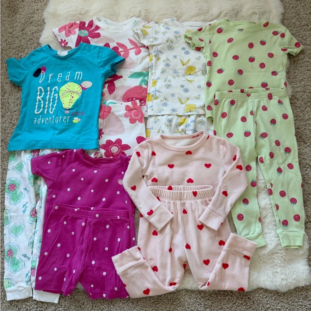 Carter's and Poly Poly ( t-shirt) Colorful Kids Pajama Set-Have Some Stains! 2T