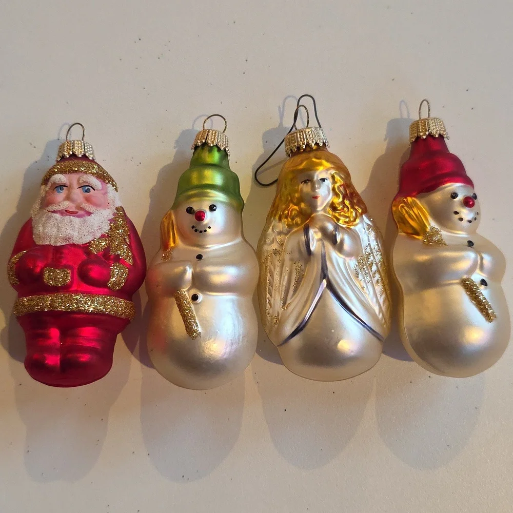Vintage Blown Glass Christmas Ornaments Set - Germany