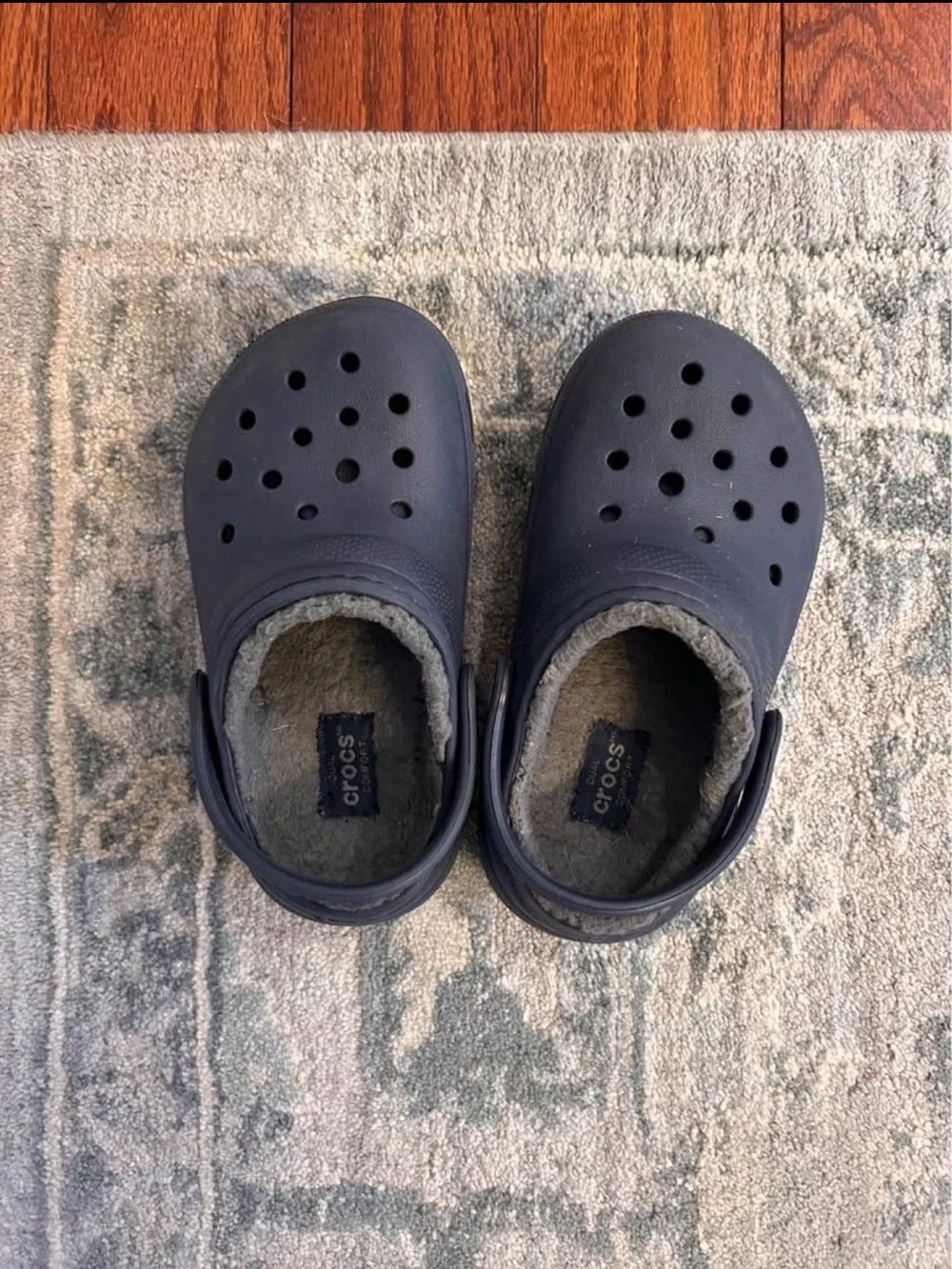 CROCS Kids Navy Fuzz-Lined Clog