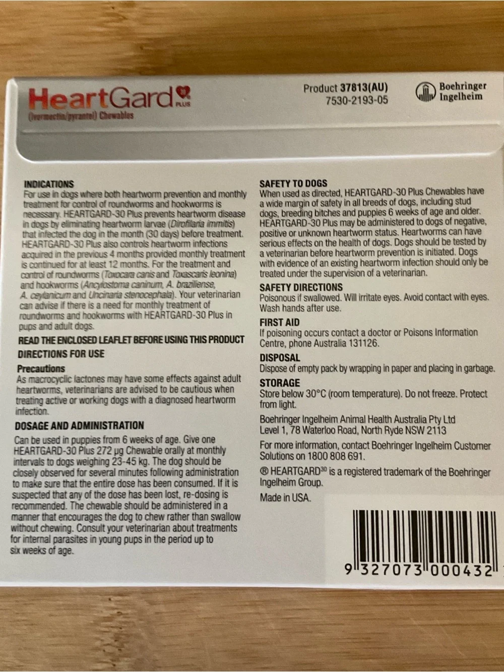 HeartGard matches dog hookworm