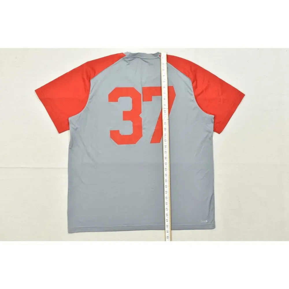 Adidas Climalite Miami Hurricanes #37 T-Shirt Men's 2XL Grey Red Raglan Athletic