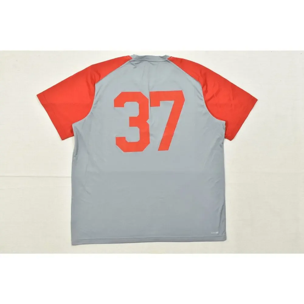 Adidas Climalite Miami Hurricanes #37 T-Shirt Men's 2XL Grey Red Raglan Athletic