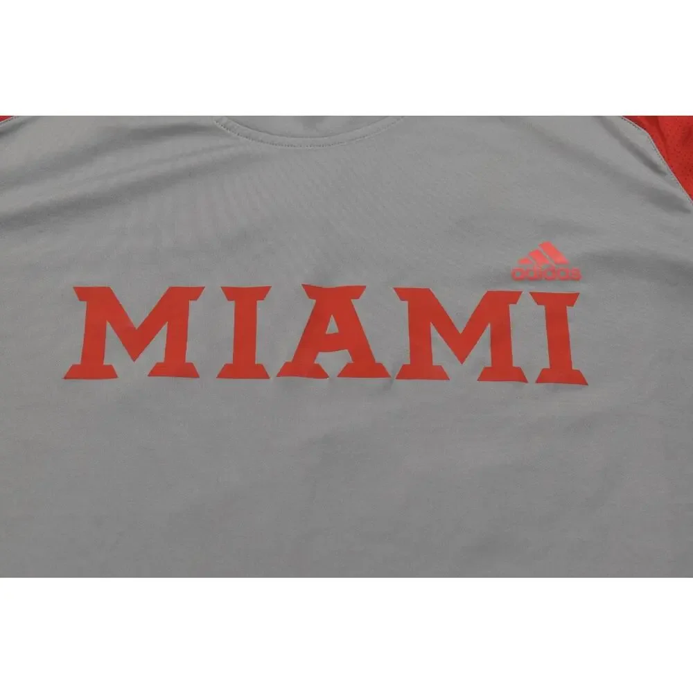 Adidas Climalite Miami Hurricanes #37 T-Shirt Men's 2XL Grey Red Raglan Athletic