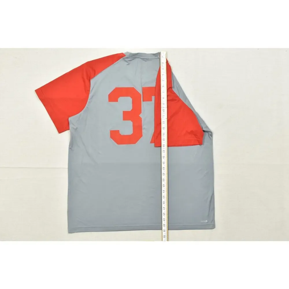 Adidas Climalite Miami Hurricanes #37 T-Shirt Men's 2XL Grey Red Raglan Athletic