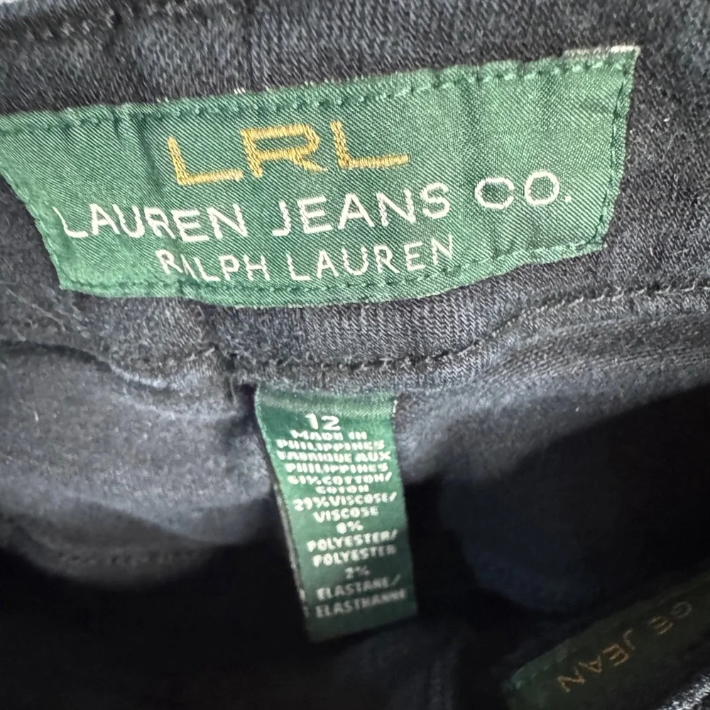 Lauren Ralph Lauren Black Straight Leg Jeans Size 12 Classic Stretch Denim Chic