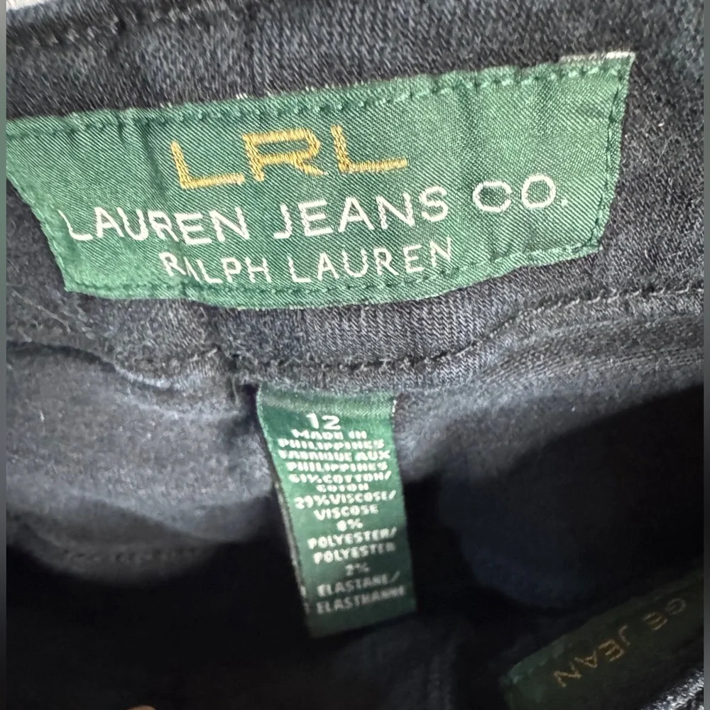 Lauren Ralph Lauren Black Straight Leg Jeans Size 12 Classic Stretch Denim Chic