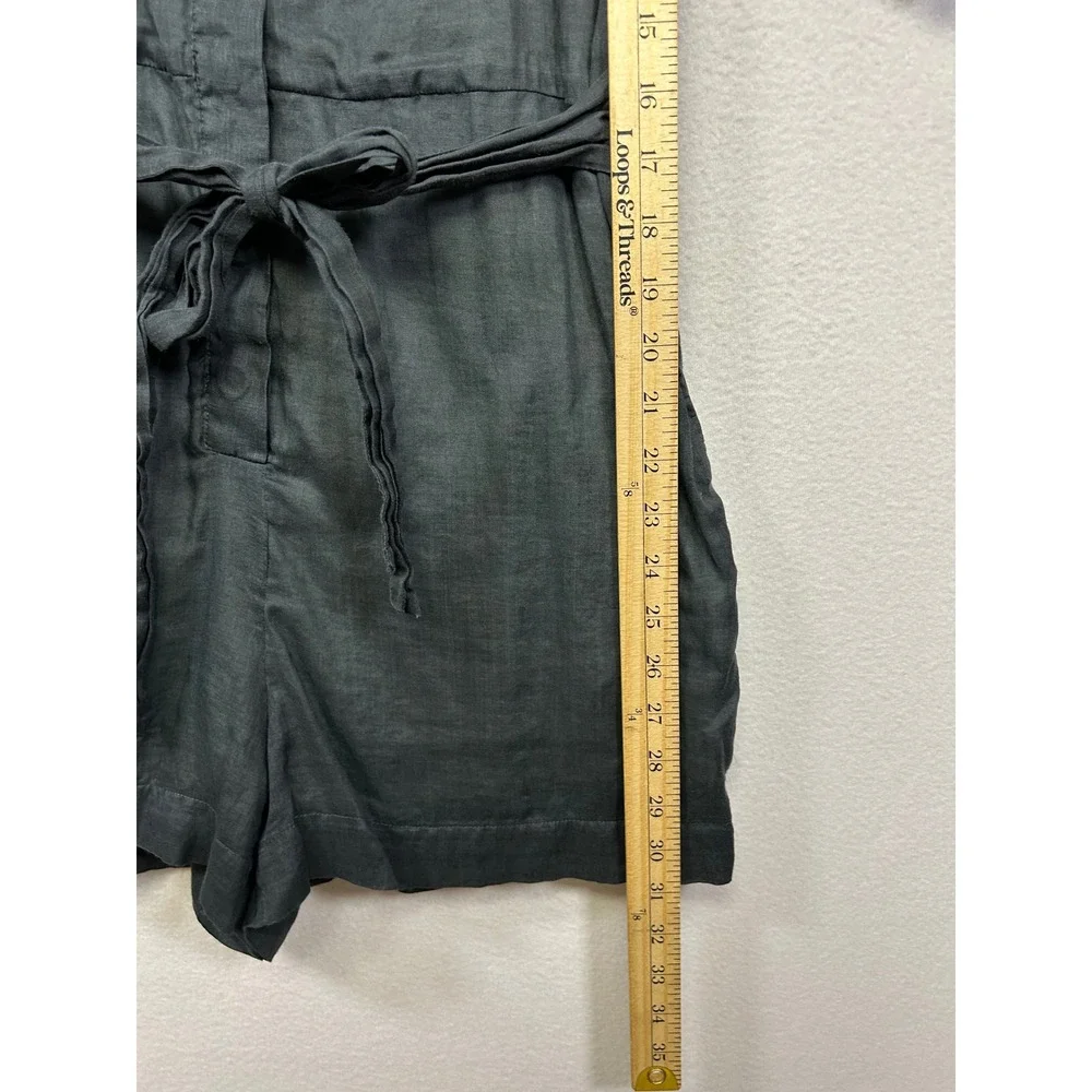 Minimalist Banana Republic Womens 10 Petite Dark Gray Ramie Utility Romper