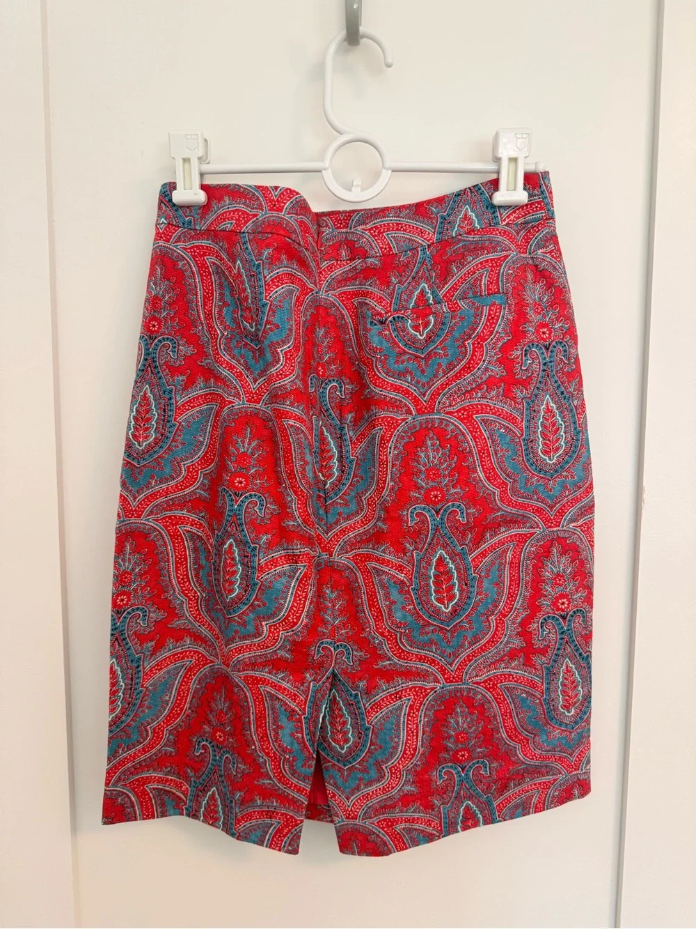 Jcrew Red Paisley Pencil Skirt