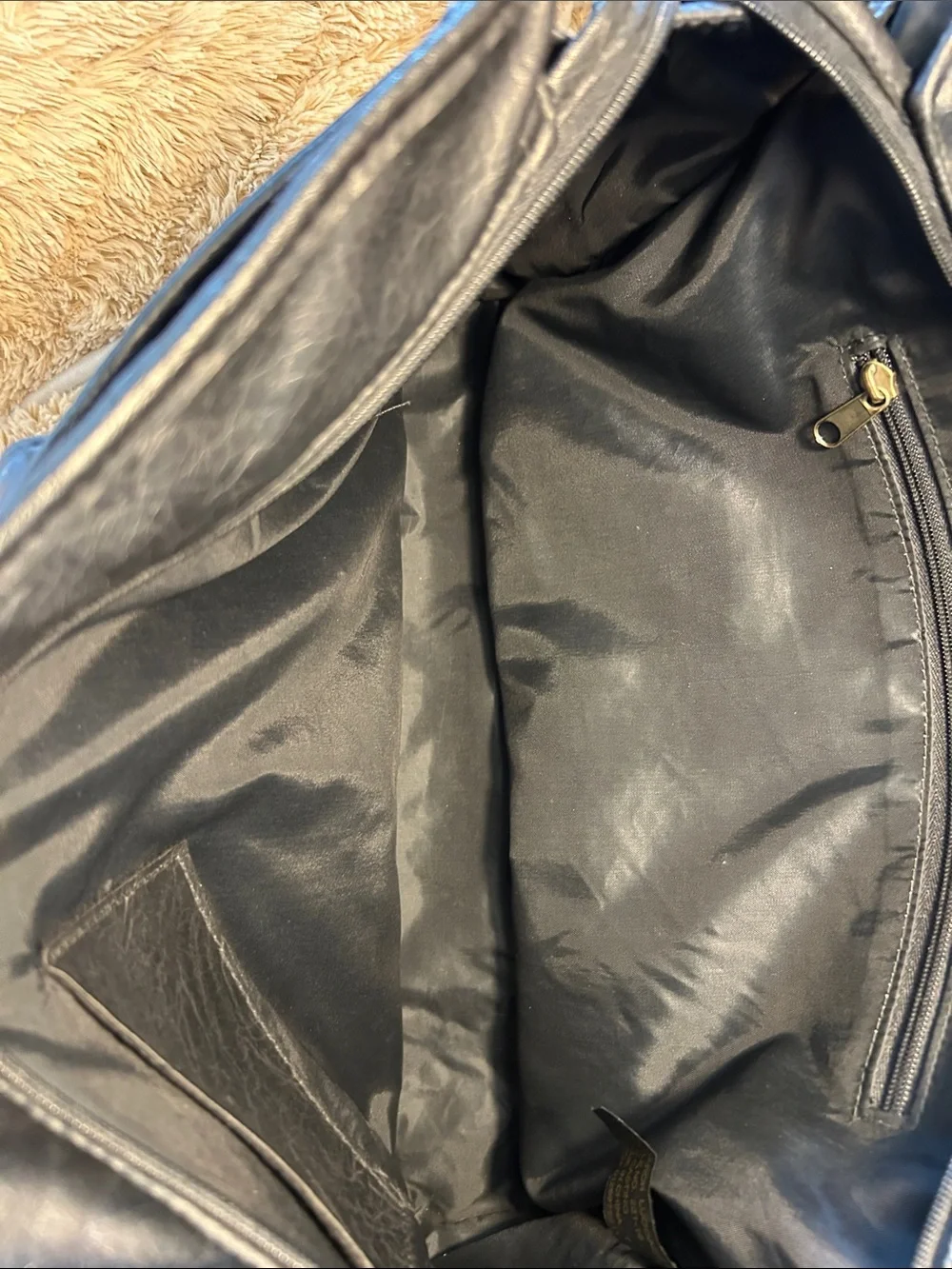 Monarch Luggage Co, black pleather satchel/ briefcase w/ lots of storage