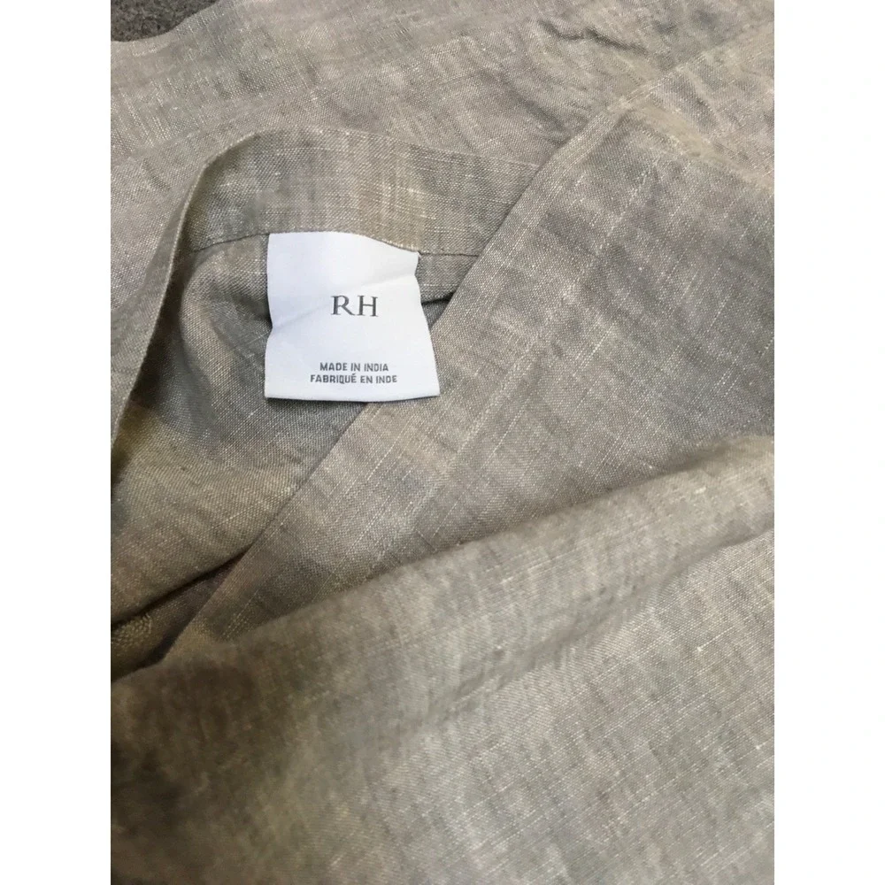 Restoration Hardware Palmette Euro Sham Unisex 25x25 Gray Embroidered 100% Linen