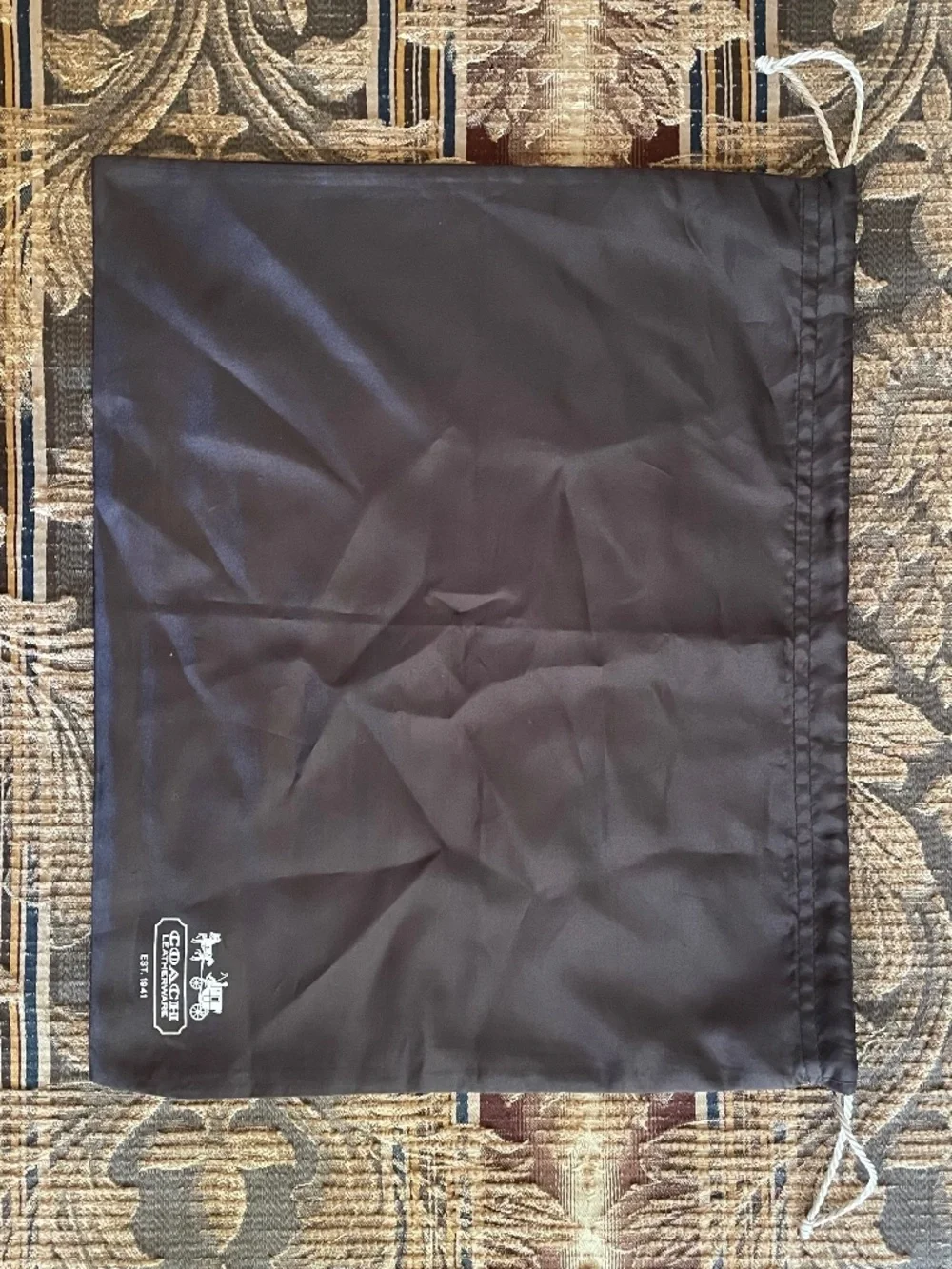 Vintage Coach Brown Satin Drawstring Handbag Dust Bag Cover 16