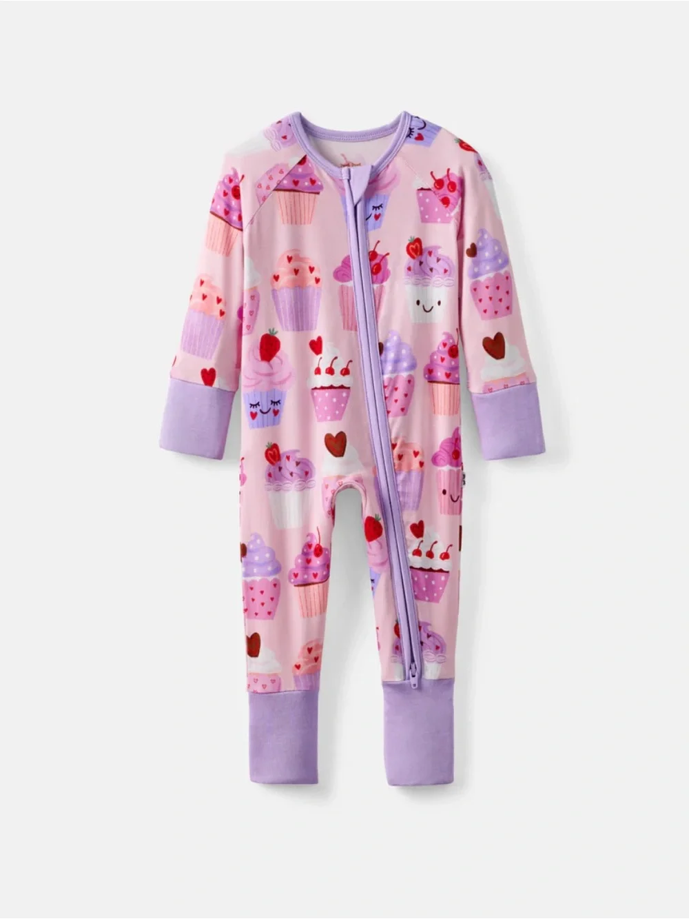 NWT 3-6M Little Sleepies Cupcake Kisses Pink and Purple Zippy