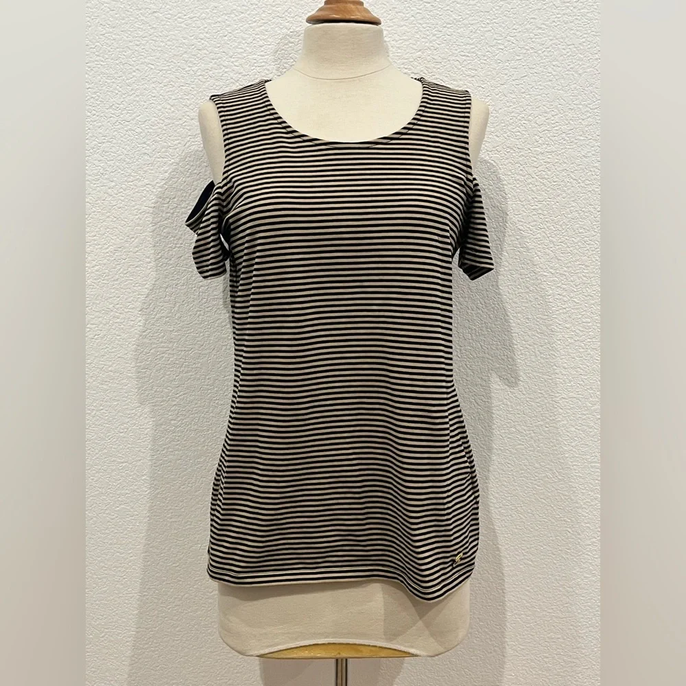 Michael Kors Size M Striped Col Shoulder‎ Tank Top