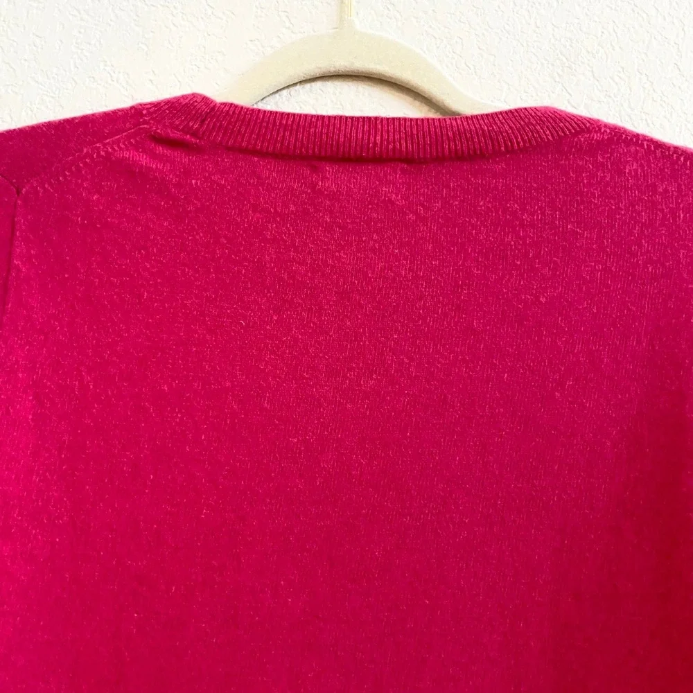 J‎ Crew Teddie Sweater Womens XS Magenta Pink Wool Cotton Crew Neck Long Sleeve