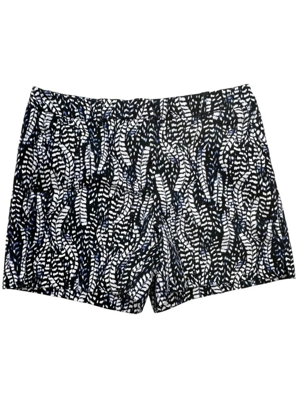 White House Black Market Womens Chino Shorts Flat Front Sz 4 Multi Feather Print