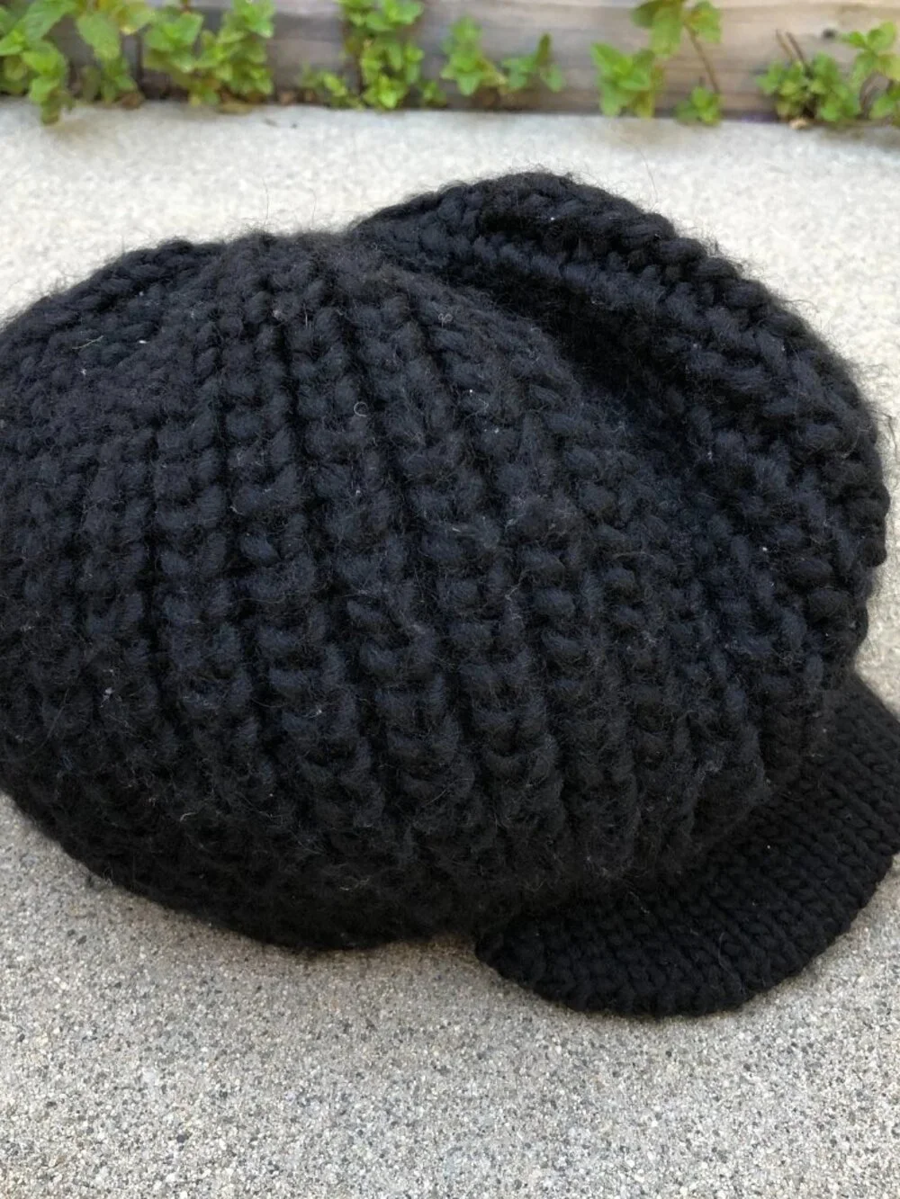 Wool Blend Knit Army Cadet Hat Women's One Size Black Made in Italy