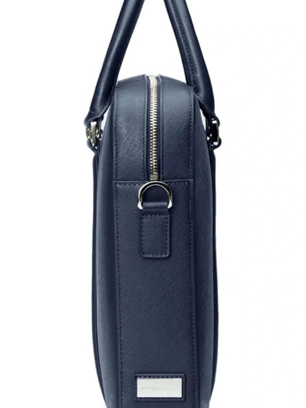Maverick & Co. Manhattan Leather Briefcase (Navy Blue & Orange)