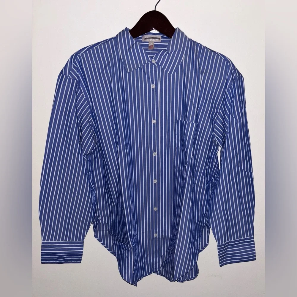 NWT J Crew Relaxed cotton poplin pajama pant set in stripe Blue White Small