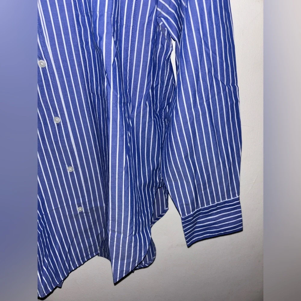 NWT J Crew Relaxed cotton poplin pajama pant set in stripe Blue White Small