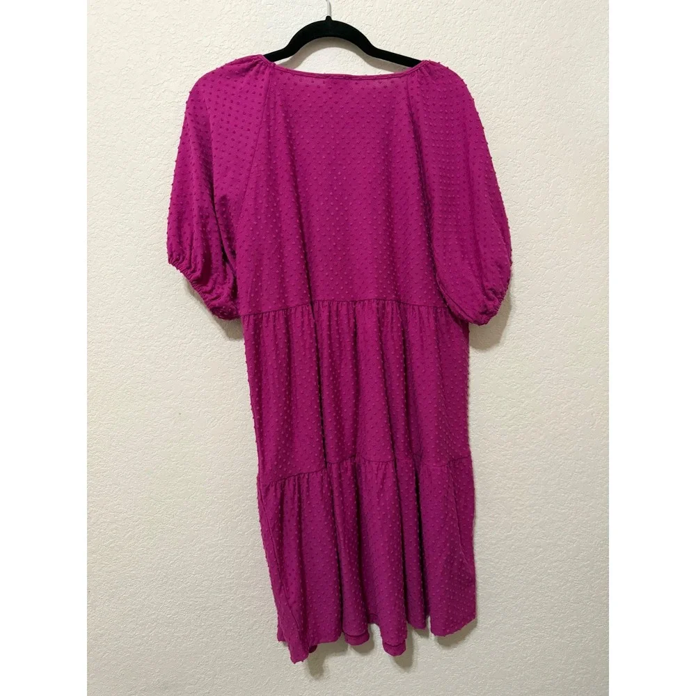 J. Crew Purple Tiered‎ Dress Textured Puff Sleeve Casual Party Dress