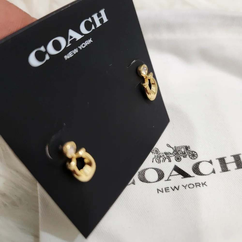 💛🔹️COACH🔹️ crystal & signature C logo earrings
