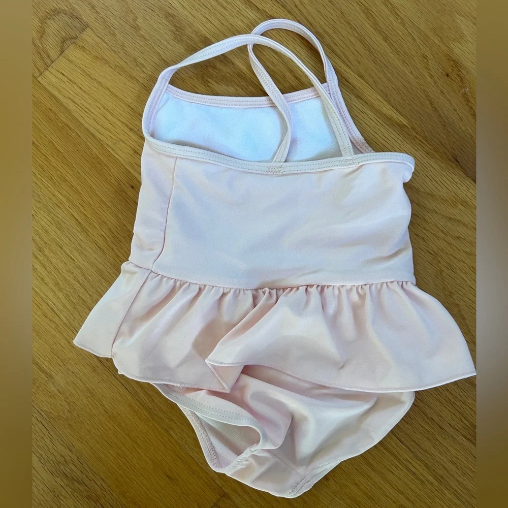 Carter's Light Pink Floral Appliqué Ruffle One-Piece Swimsuit