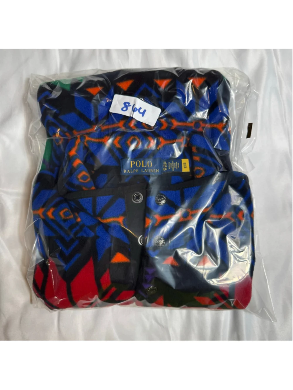 Men's Polo Ralph Lauren Fleece Pullover Sweater XL Black Red Blue Patterned