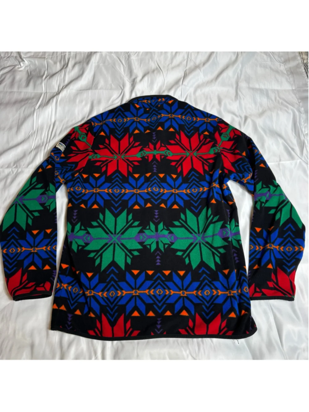 Men's Polo Ralph Lauren Fleece Pullover Sweater XL Black Red Blue Patterned