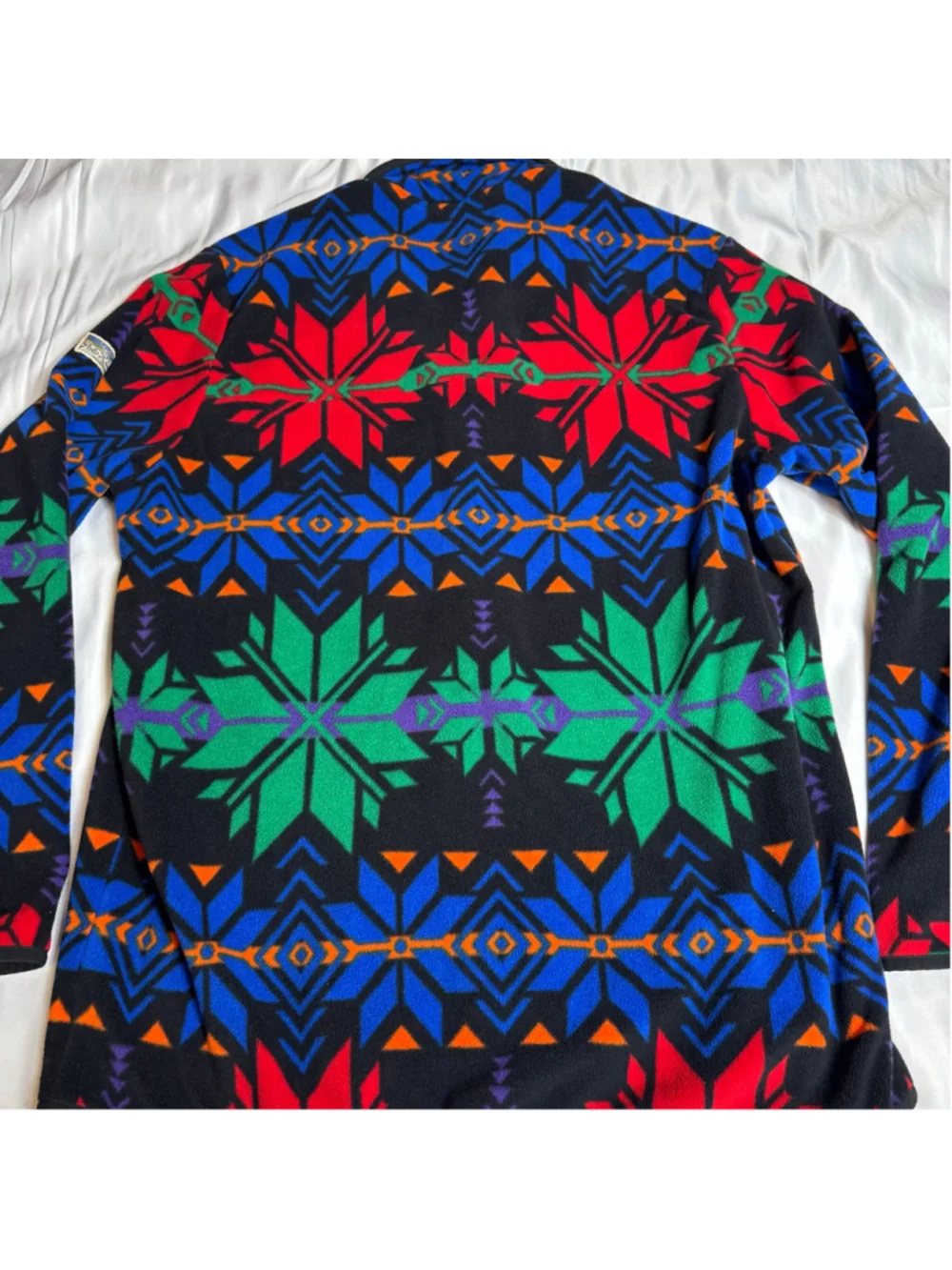 Men's Polo Ralph Lauren Fleece Pullover Sweater XL Black Red Blue Patterned