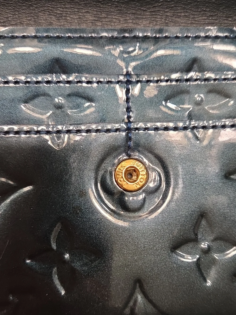 Authentic Louis Vuitton Blue/Green Monogram Vernis Continental Wallet EUC